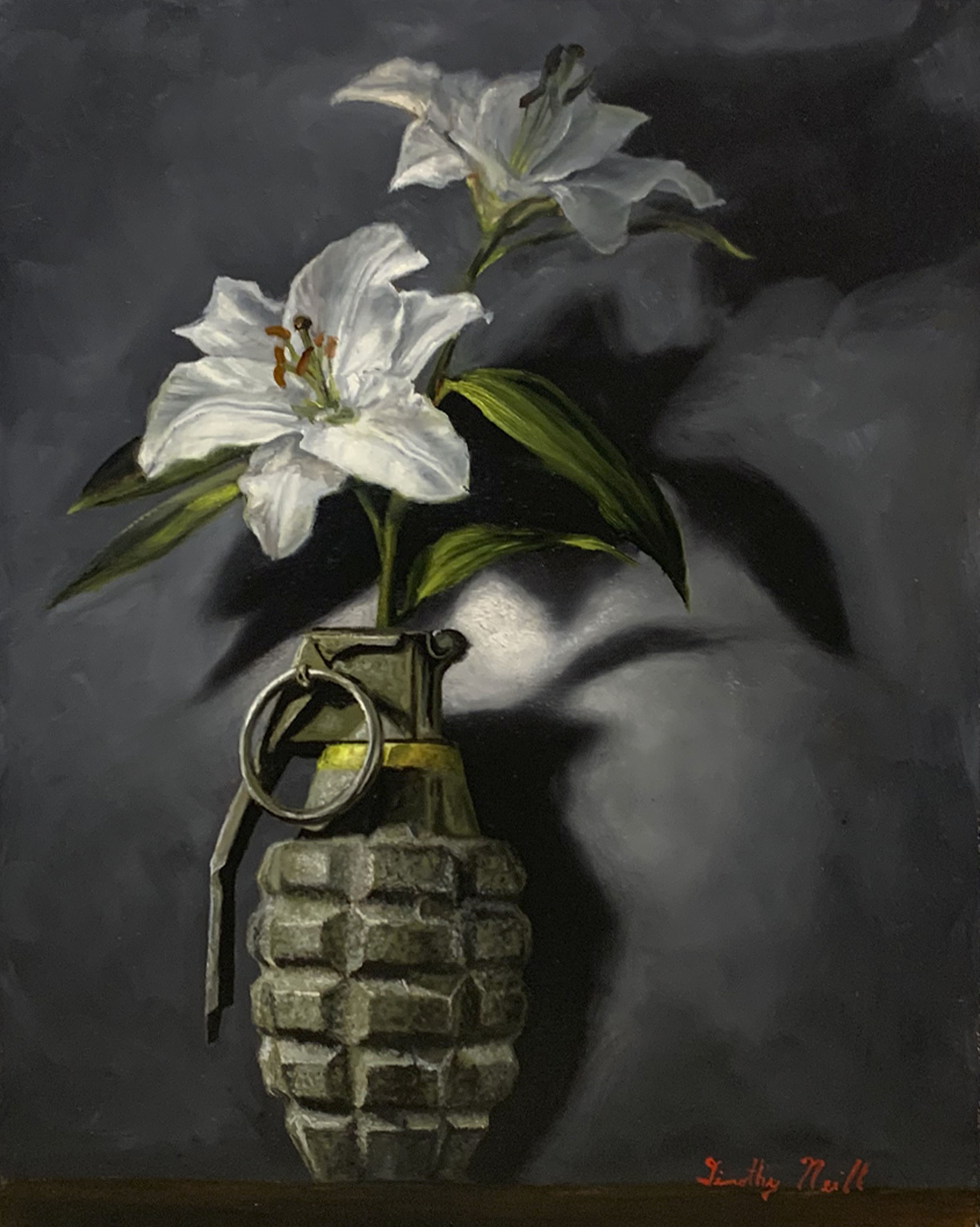 Lilies in a Green Vase